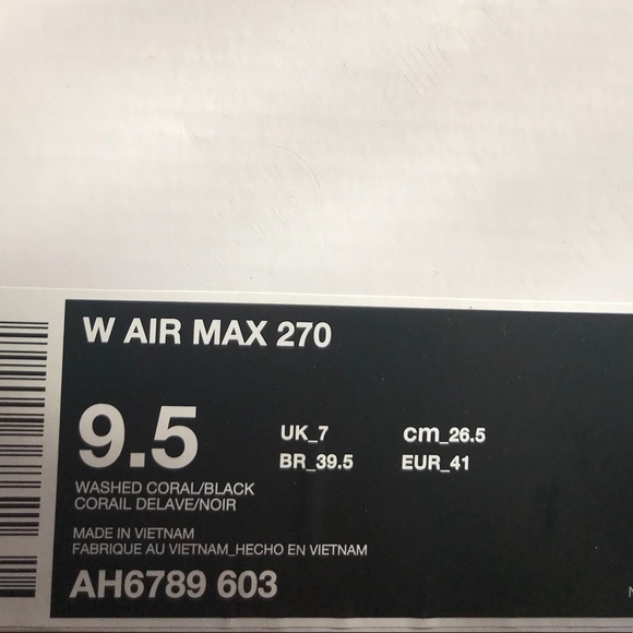Nike Air Max 270 Washed Coral W AUTHENTIC - Picture 8 of 8
